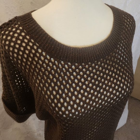 The Limited Knit Brown Sweater with Metallic Thread - Picture 5 of 15